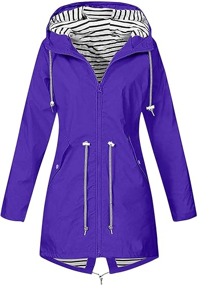 OIOLOYJM Yellow Rain Jacket Womens Waterproof with Hood Light Weight Jackets for Women Casual Fall Winter Plus Size Raincoat