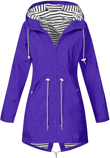 OIOLOYJM Yellow Rain Jacket Womens Waterproof with Hood Light Weight Jackets for Women Casual Fall Winter Plus Size Raincoat