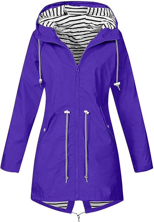 OIOLOYJM Yellow Rain Jacket Womens Waterproof with Hood Light Weight Jackets for Women Casual Fall Winter Plus Size Raincoat
