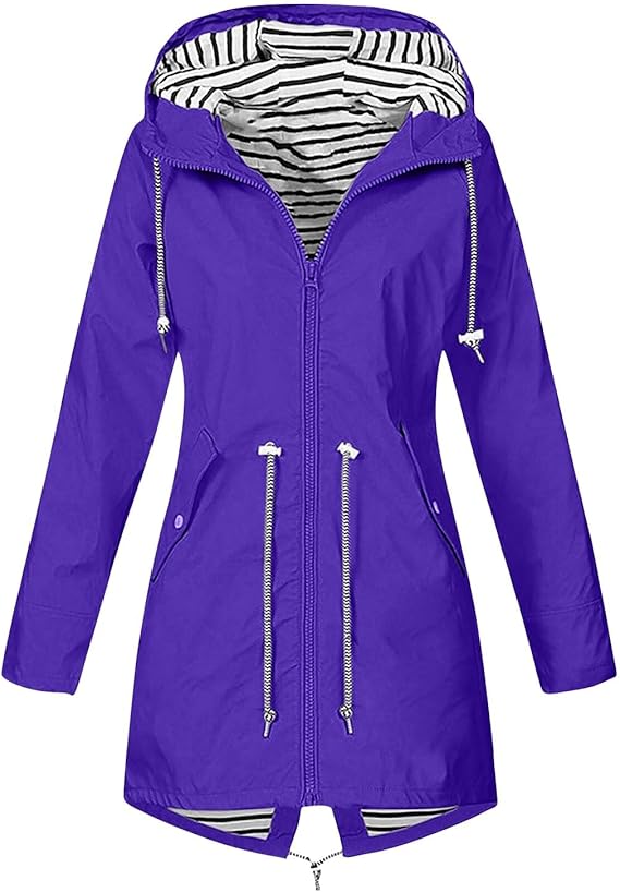 OIOLOYJM Yellow Rain Jacket Womens Waterproof with Hood Light Weight Jackets for Women Casual Fall Winter Plus Size Raincoat