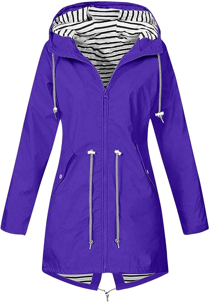 OIOLOYJM Yellow Rain Jacket Womens Waterproof with Hood Light Weight Jackets for Women Casual Fall Winter Plus Size Raincoat