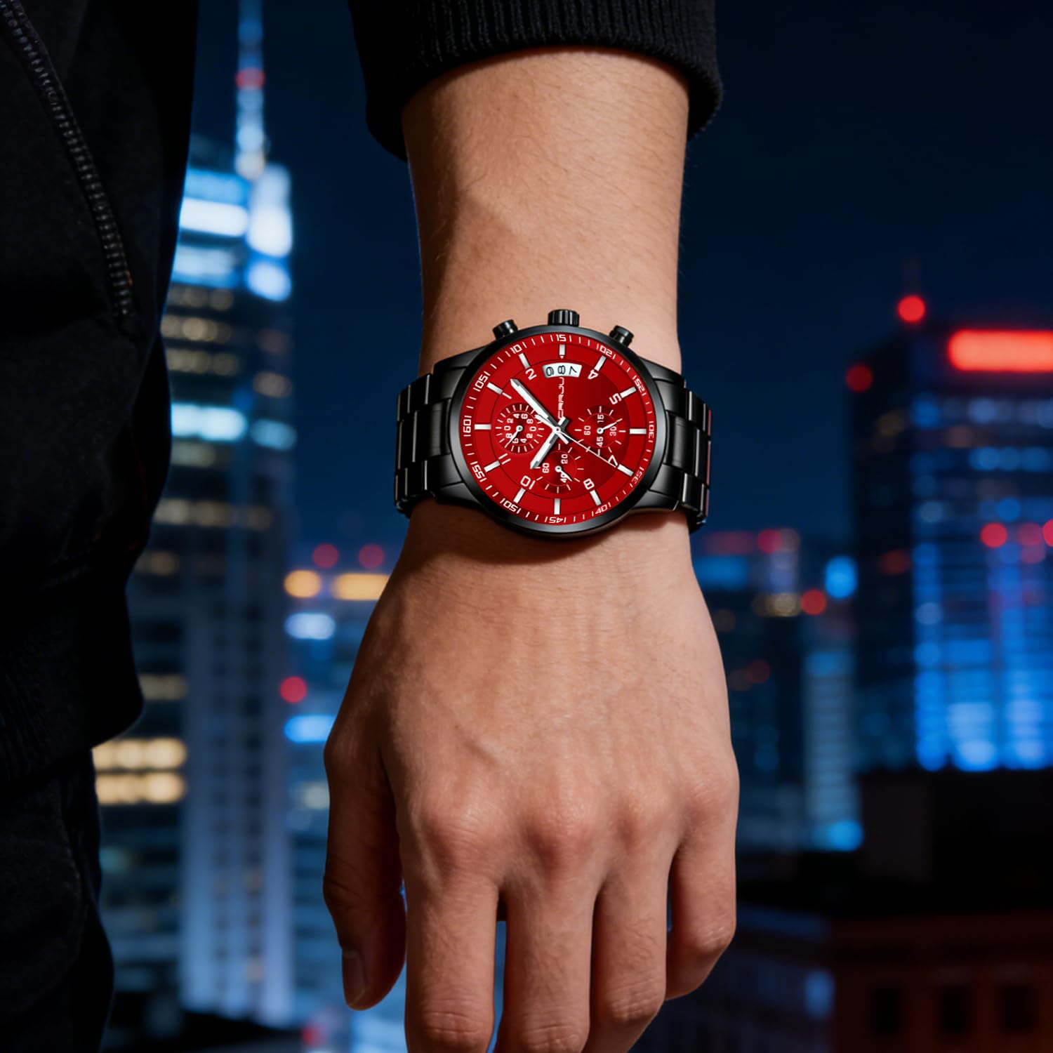 CRRJU Herren Uhr wasserdichte Chronographen Armbanduhr Männer Edelstahlarmband Business Analog Quarzuhr mit Kalender
