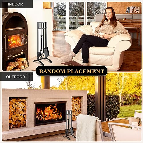 image for Gtongoko Premium 5 Pcs Wrought Iron Fireplace Tools Set for Outdoor/In