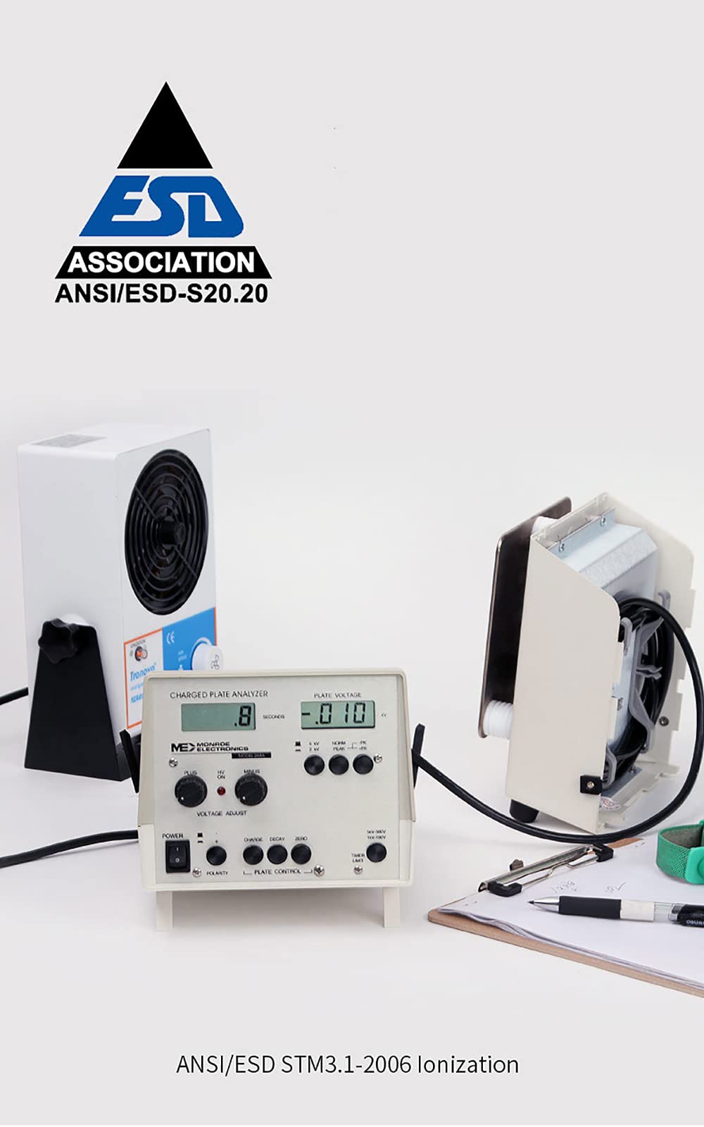 Jieotwice Electric Ion Fan Desktop Electrostatic Eliminator Destaticizer Industrial Adjustable Ionizing Air Blower Ionization Fan TR7001