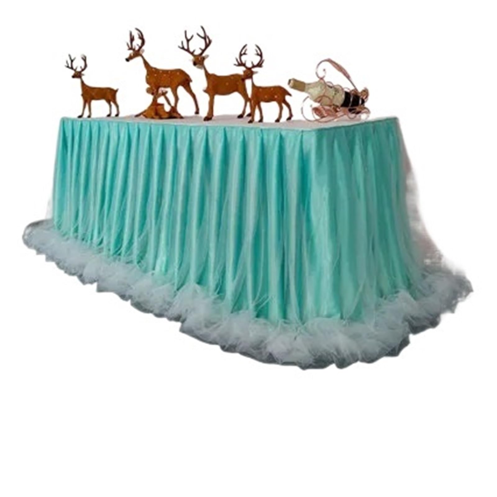 LuoAXINN Tutu Table Skirt Chiffon Organza Wedding Table Skirt for Cloth Party Banquet Decoration Skirting(Turquoise2)