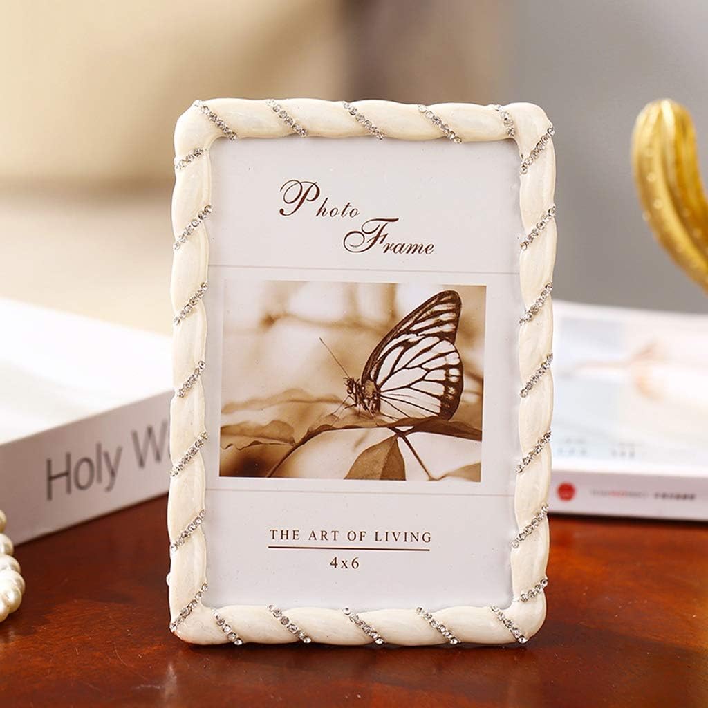 Picture Frames Picture Frame 4×6 or 5x7 Metal Photo Frames with Rhinestone Decoration Wedding Gifts for Tabletop Desk Display Vertically Mom Day Unique Gifts Wall or Tabletop Display (White 5x7")