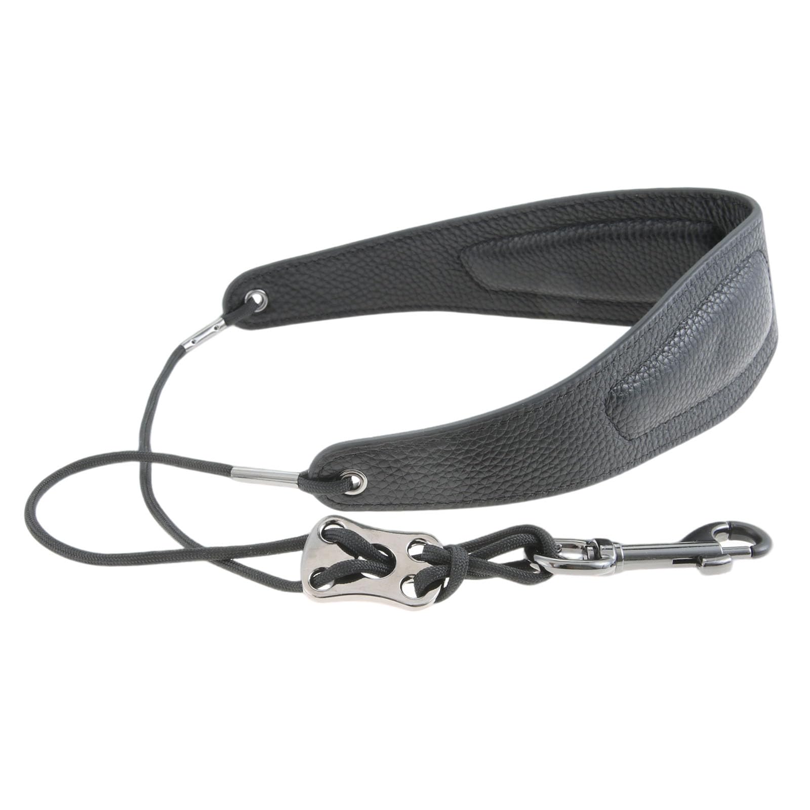 DRELD Premium Leather Saxophone Neck Strap- Adjustable Leather Strap with Ergonomic Pads & Metal Hook for Soprano/Alto/Tenor Sax, Clarinet & Oboe (Black)