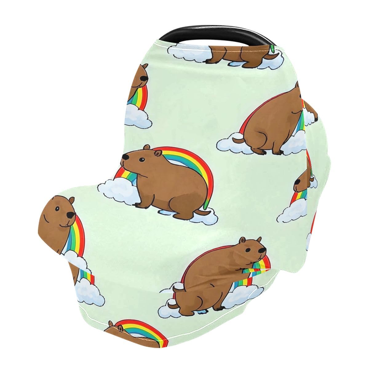 Baby Car Seat Canopy Covers Nursing Cover Stretchy Boys Girls Capybara Rainbow Carrier Cover Breastfeeding Cover Breathable