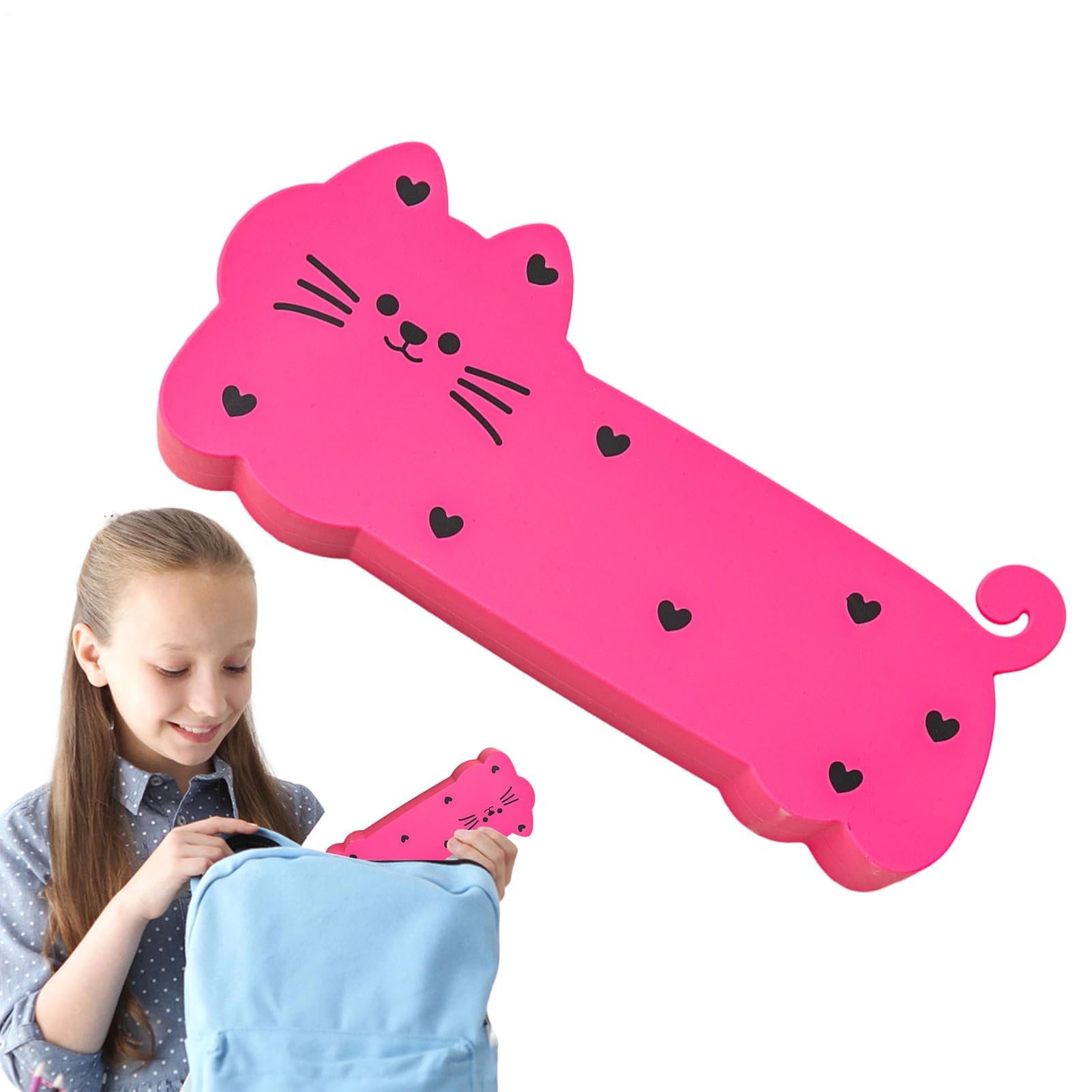 Trousse à crayons – Organiseur en forme de chat pour l'école, l'étude, la maison | Sac de rangement léger en silicone souple avec plusieurs compartiments pour fournitures de bureau pour adolescents et