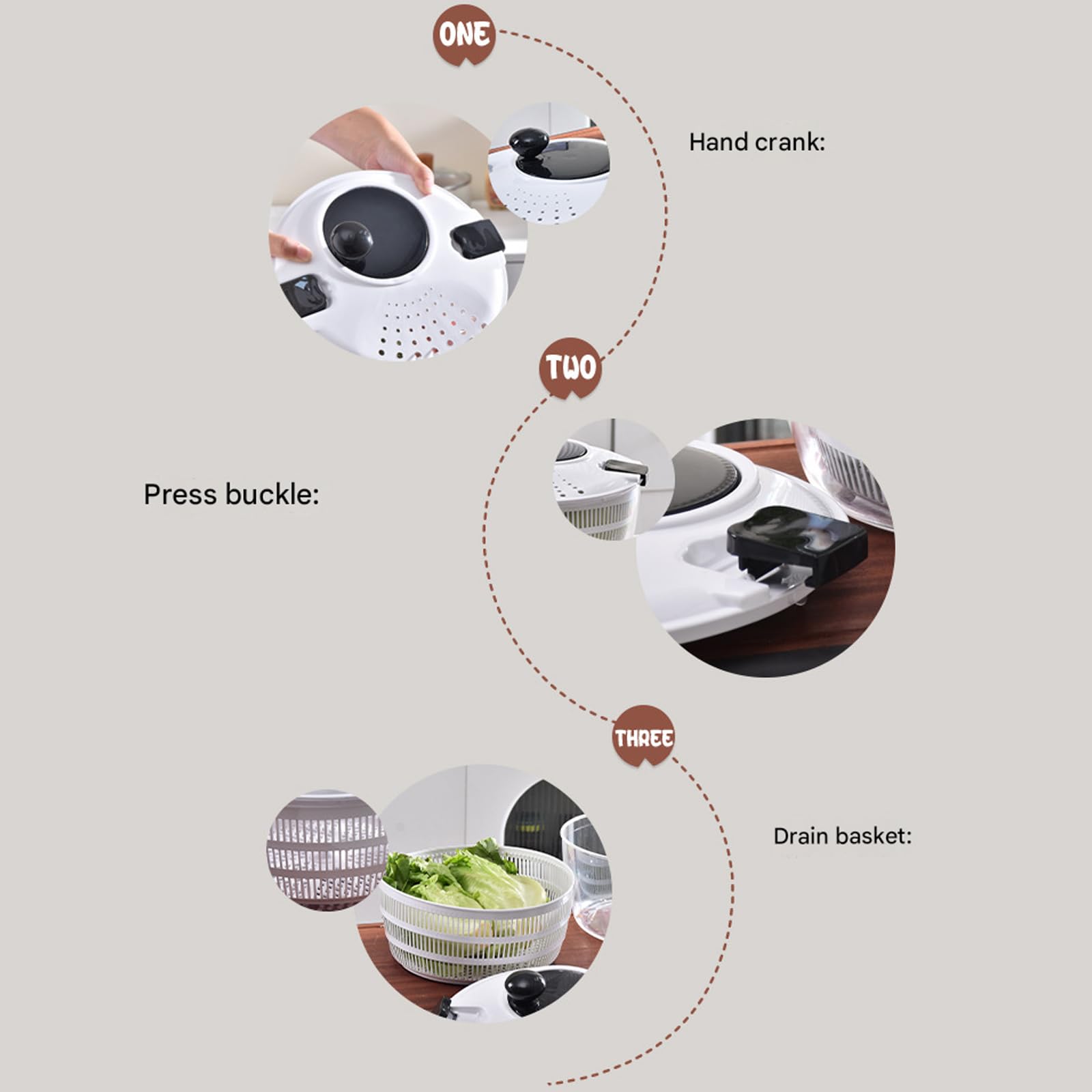 Essiccatore compatto da 4 litri doppio vorticoso contenitore girevole manuale per medicinali ribes pasti essenziali e denso essiccatore per insalata per la cucina familiare
