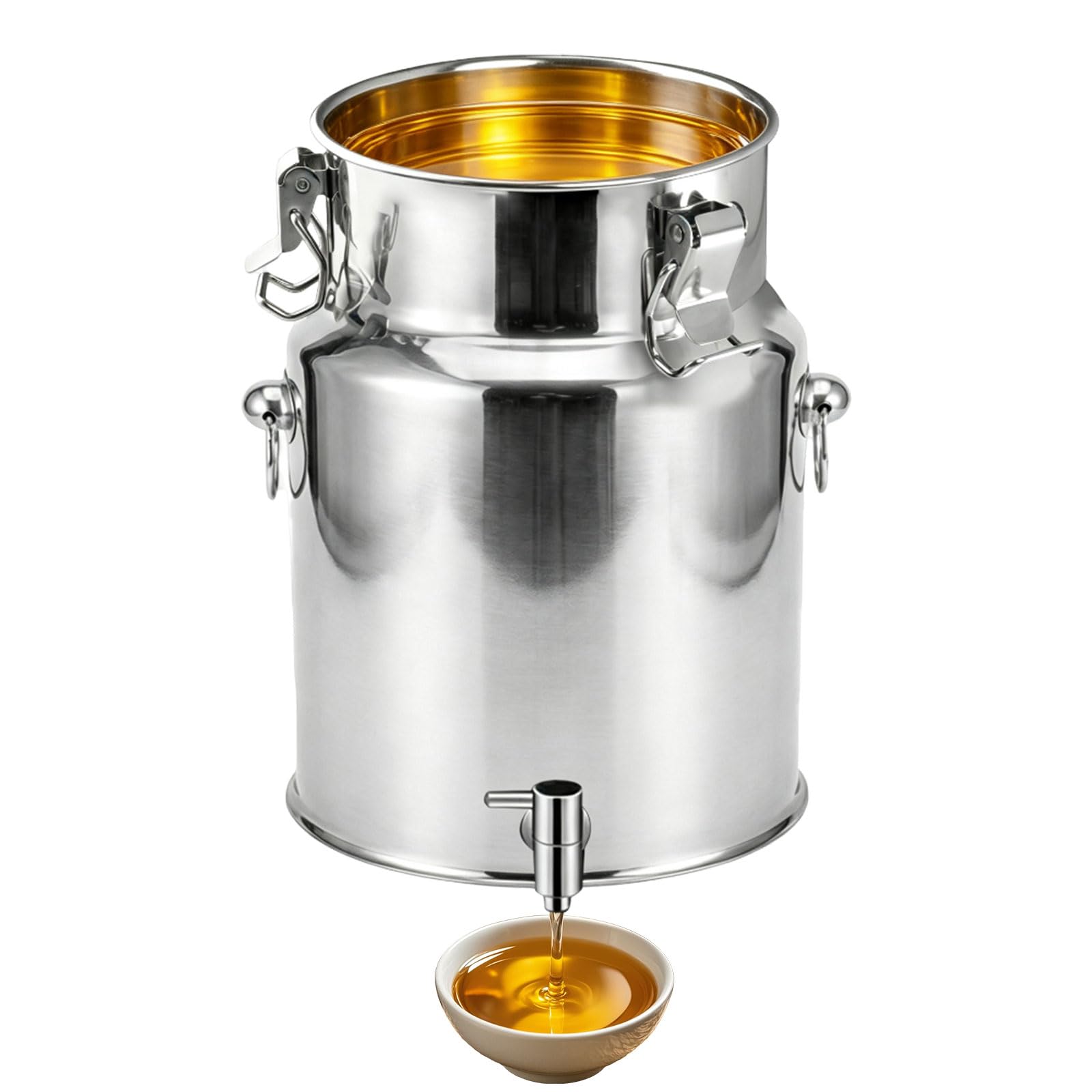 AIZYRLYR Stainless Steel Milk Can with Spigot, Airtight Milk Bucket Milk Jug Drink Dispenser for Milk, Water, Beverage, Farm,14L 25x32CM