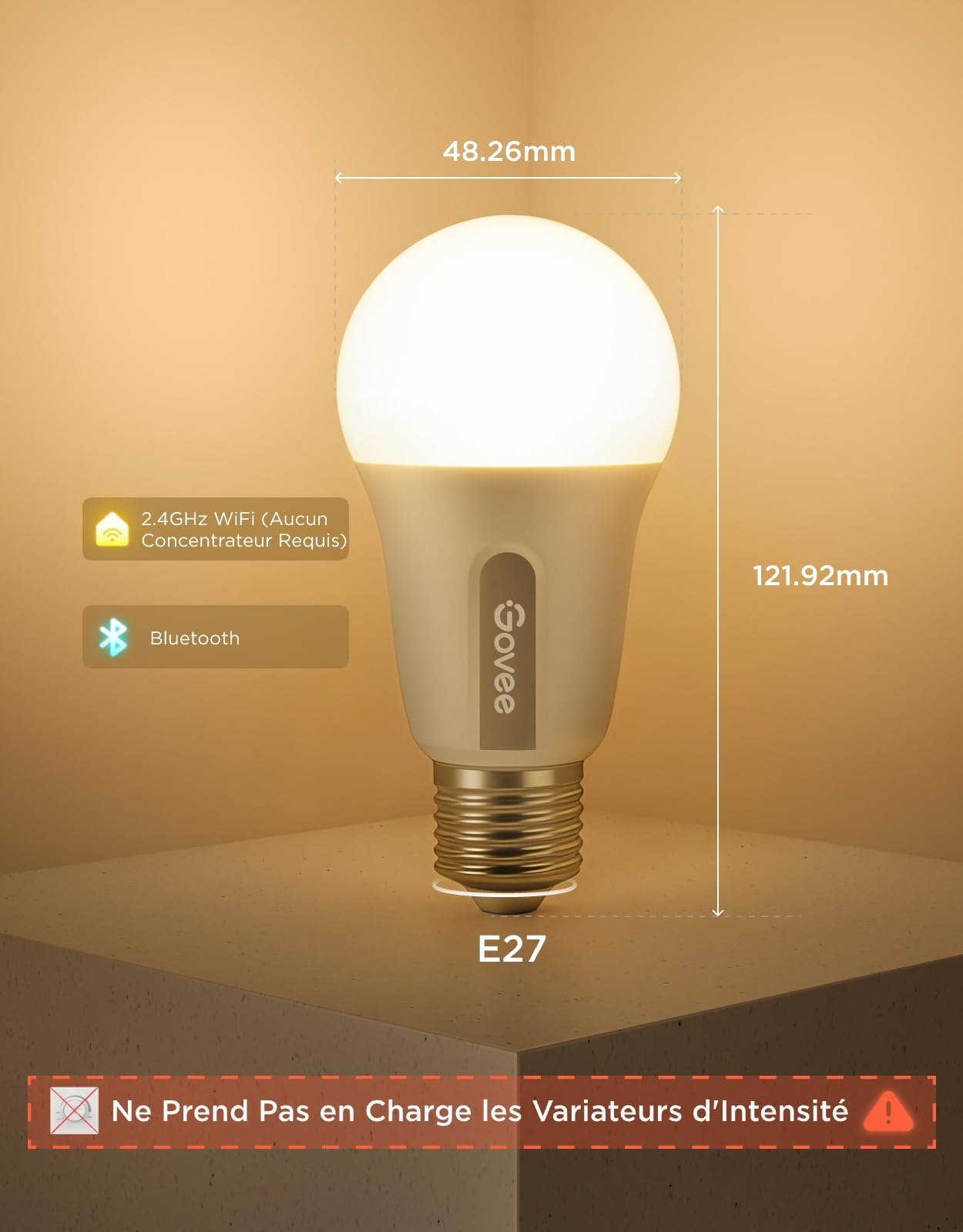 Govee E27,E14 et ST64 Ampoule Connectée RGBWW, Compatible avec Matter, Alexa et Google Assistant