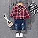 2Pcs Kids Boys Flannel Plaid Tops Pants Set Fashion Long Sleeve Sweatsuit Button Shirt Jeans Clothes For Spring Outfits(Red,2-3 Years)