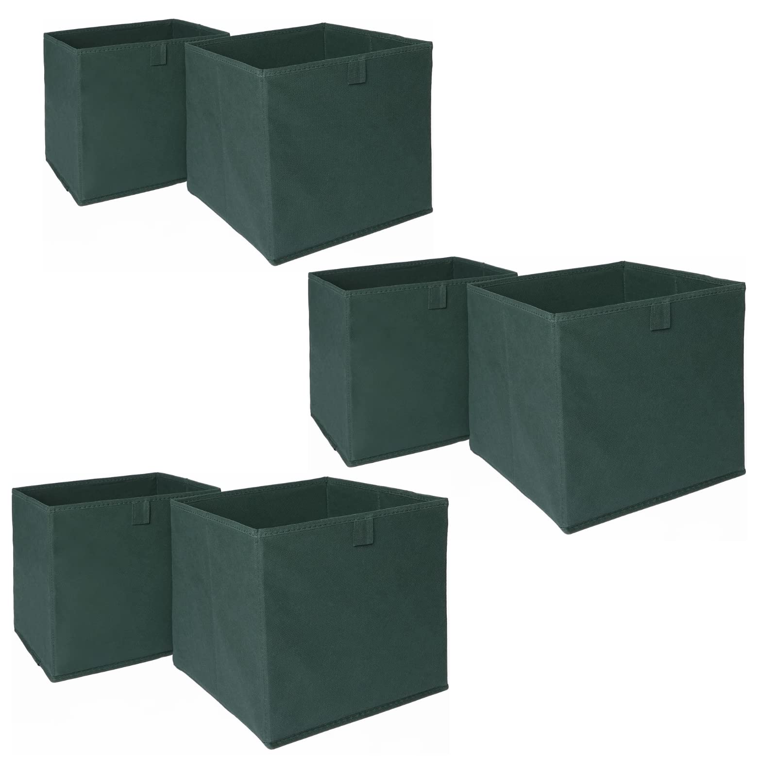 Ohs Forest Green Set Of 6 Fabric Storage Boxes Home Organiser Toys Clothing Bathroom Pop Up Collapsible Foldable Cube Box,