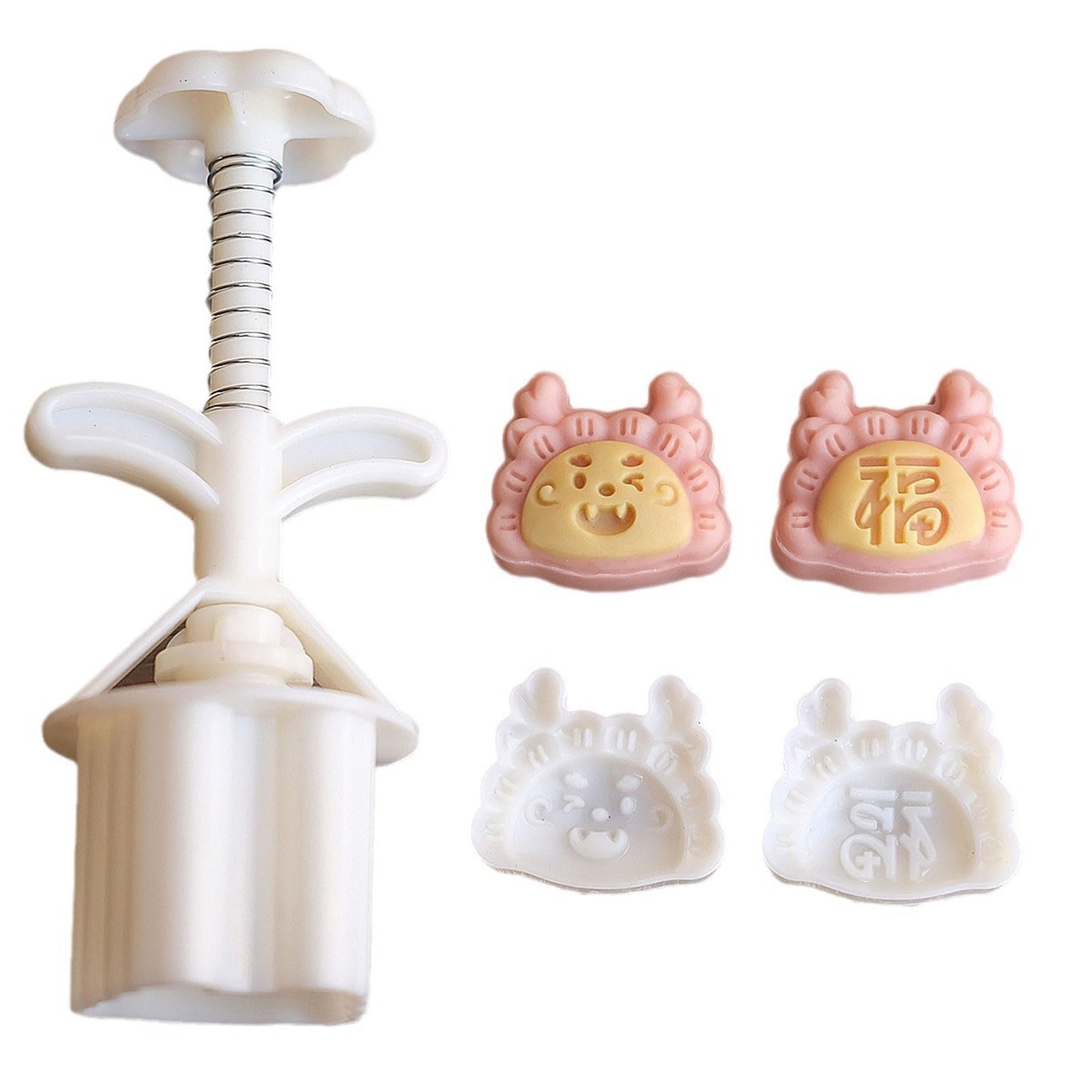 HapGlan Cookie Stamps Dragon Dumpling Mold Hand-Pressure Makers Baking Tool for MidAutumn Festival