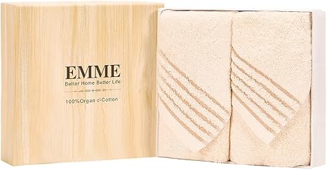 Amazon Emme フェイスタオル 2枚 セット タオルギフト 綿100 タオルセット 父の日のプレゼント 瞬間吸水 抗菌防臭 速乾 梅雨対応 ギフトセット オーガニックコットン 無漂白剤 敏感肌適用 ふわふわ 吸水 高級 ギフトセット 結婚祝い 引っ越し 出産祝い 内祝い 引き出物