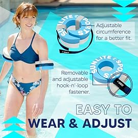 Sunlite Sports Foam Aquatic Cuffs, Weights for Water Exercise, High-Density EVA for Enhanced Pool Fitness Training, Water Aerobics Float Ring with Adjustable Webbing, Pack of 2
