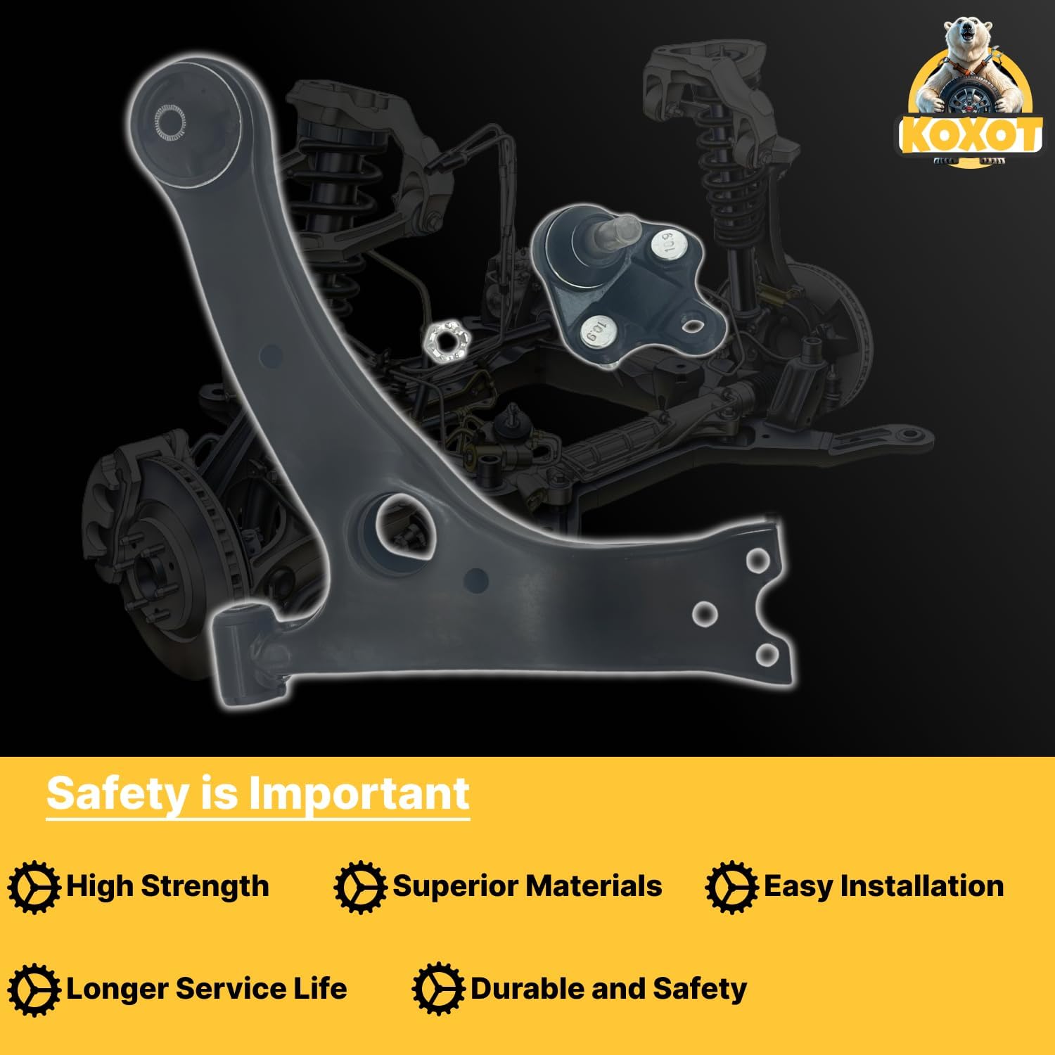 4pc Front End Suspension Kit Fit for Toyota 2003-2008 Corolla, 2000-2005 Celica, 2 Lower Control Arms w/Ball Joints 2 Sway Bar End Links