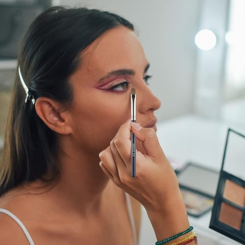 Miniatura 6 de Juego de brochas correctoras profesionales para maquillaje de ojos, paleta plana para corrector, crema líquida, base de prensado, ojeras, hinchazón,