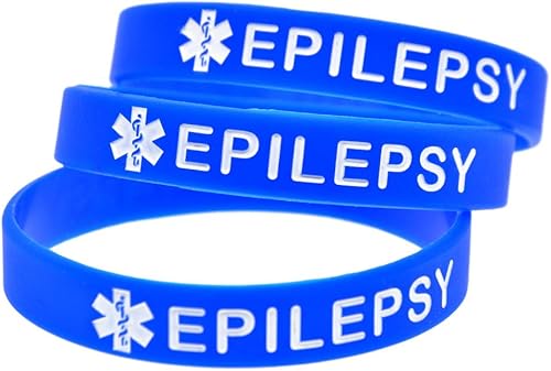 Miniatura 4 de Lyndong Paquete de 4 pulseras de silicona para la epilepsia con alerta médica de emergencia para hombres y mujeres