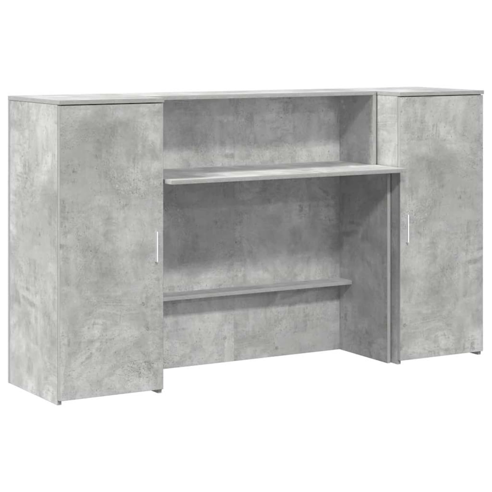 Gecheer Banco Reception Grigio Cemento, Design accurato e spazio di archiviazione, 180x50x103,5cm, Legno Multistrato, per uffici e cliniche