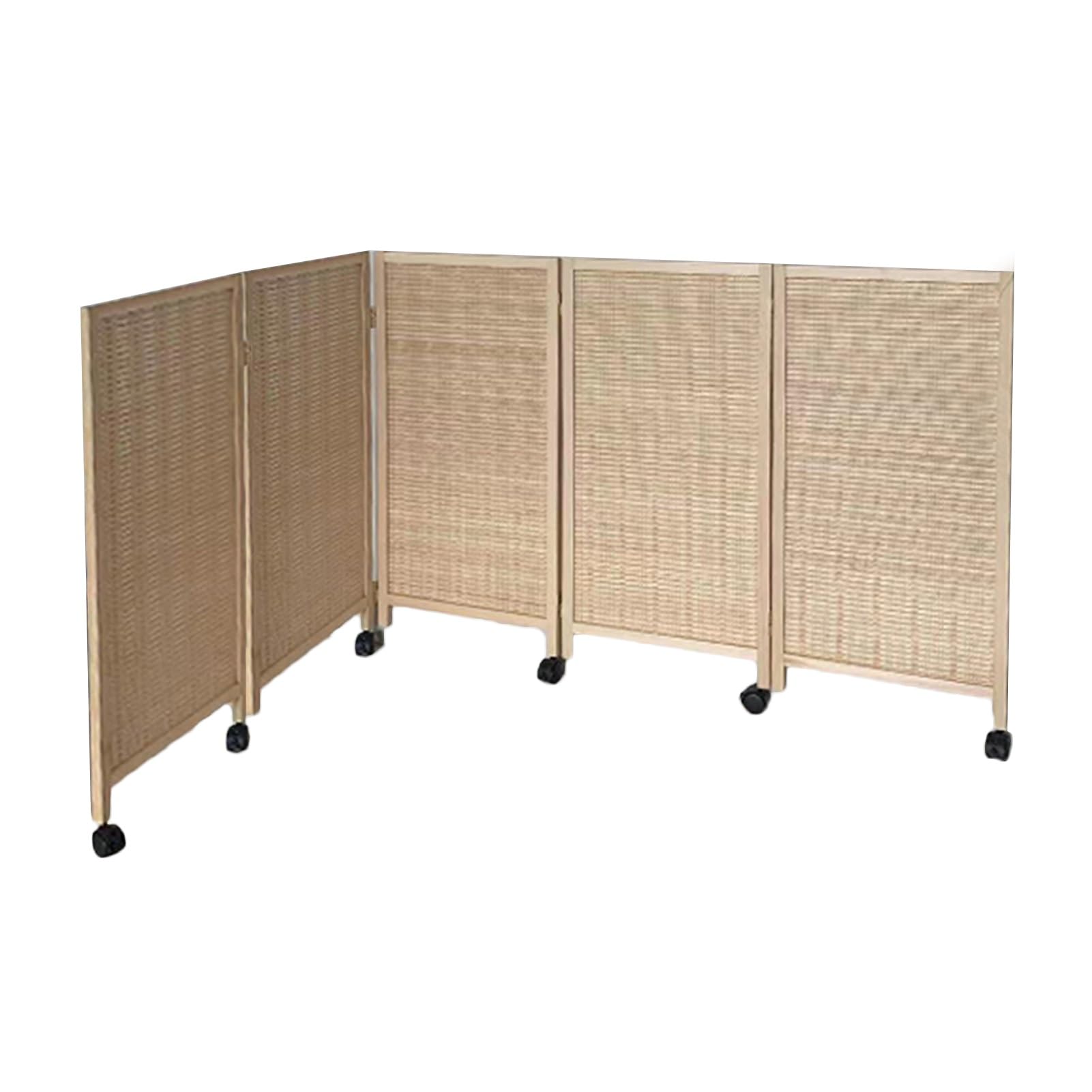 Divisorio autoportante in rattan, 5 pannelli (120 x 40 cm), divisorio versatile per soggiorno, ufficio, studio e dormitorio, elegante separatore di spazi