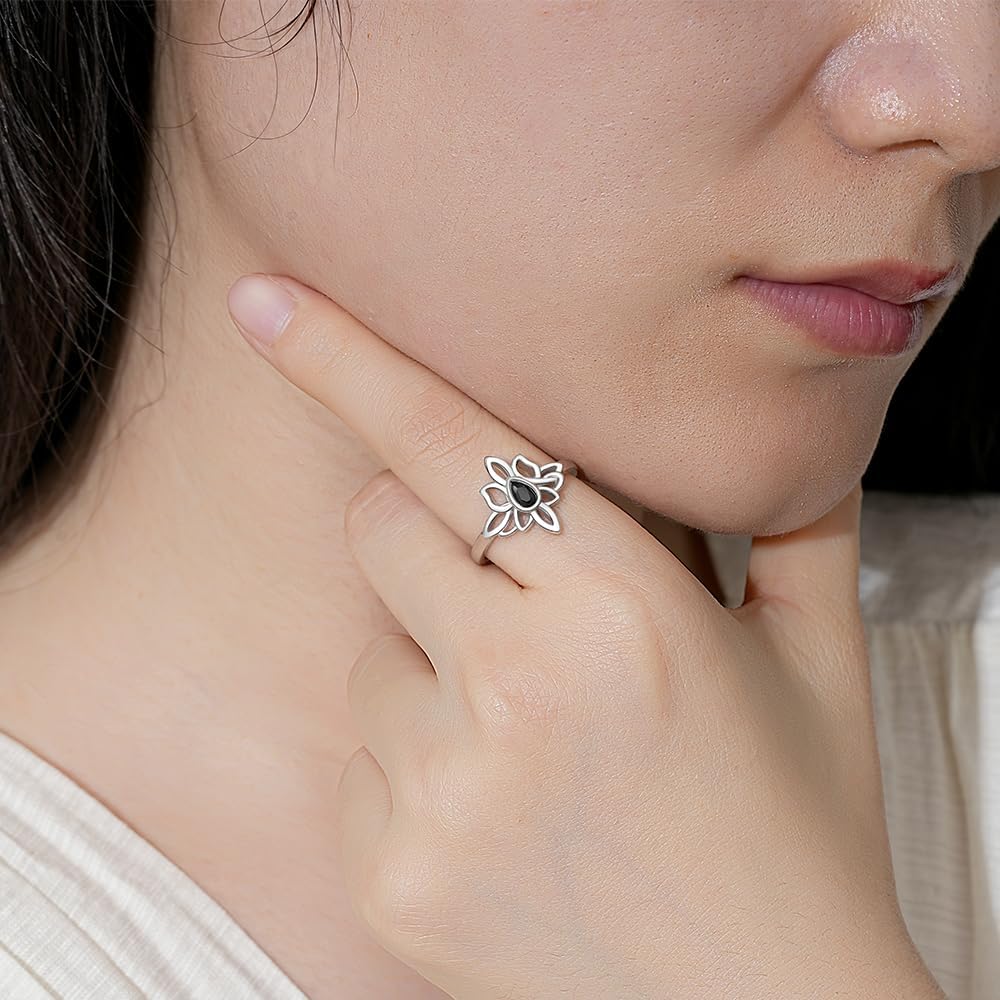 Silver Lotus Flower Ring for Women Witches Knot Sterling Silver Ring Celtic Knot Witch Jewelry Gift for Women Mother