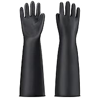 Vista 14 de Guantes gruesos de goma resistentes a productos químicos, 3 pares de guantes de trabajo de seguridad negros de 22 pulgadas, guantes protectores