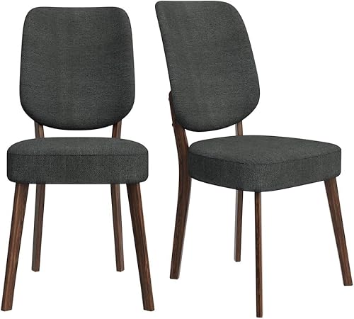 Handy Living Juego de 2 sillas de comedor tapizadas sin brazos gris carbón