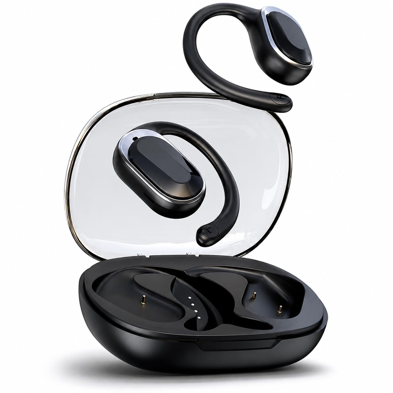 F60 OWS Open Ear Wireless Earbuds Bluetooth 5.4 with ENC Calling, 50H Playtime, Ear Hook Design, Fast Type-C Charging, Touch Control, IPX5 Sweat Resistant, Open Ear Headphones for Sports (Black)-image-33