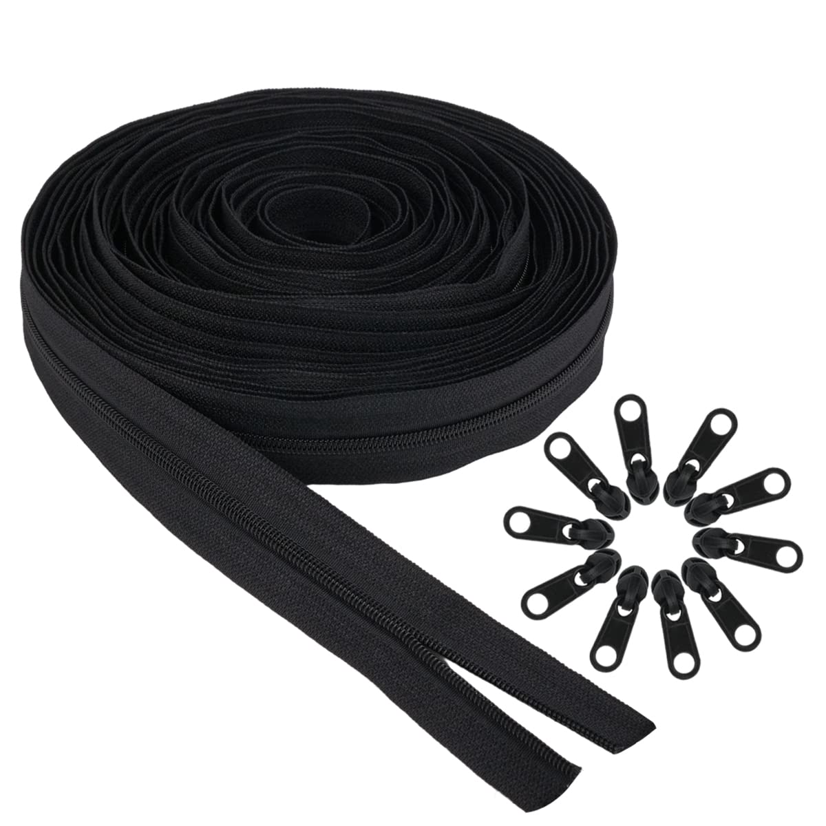 Fermeture Éclair Nylon 5mm X 10m - 10 Tirettes Incluses Pour Couture DIY