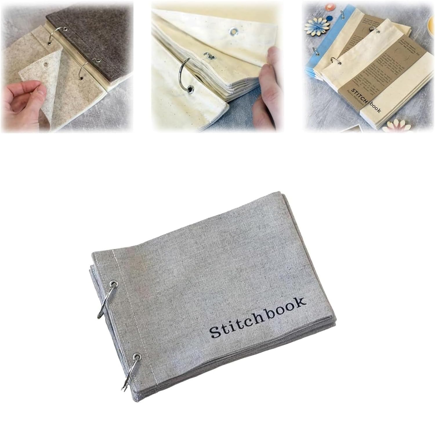 Blank Fabric Sketchbook,Handy Portable Blank Fabric Sketchbook,Art Journaling Fabric Sketchbook,Blank Sketch Book,Sketchbook for Drawing for Linen for Linen Stitchbook for Drawing,Writing (Gray)