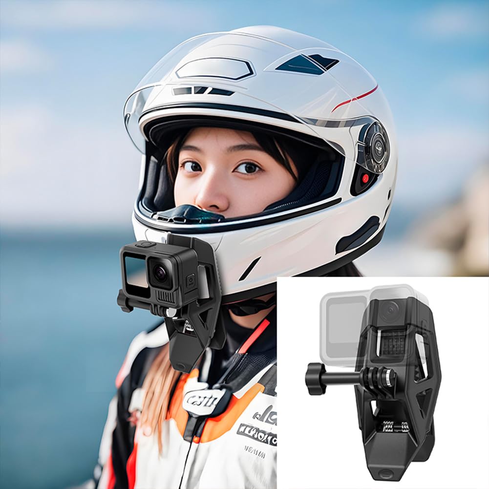 Helmhalterung für Action-Kameras, Universal-Kinnriemenclip für Go Pro DJI Osmo Insta 360 X5 X4