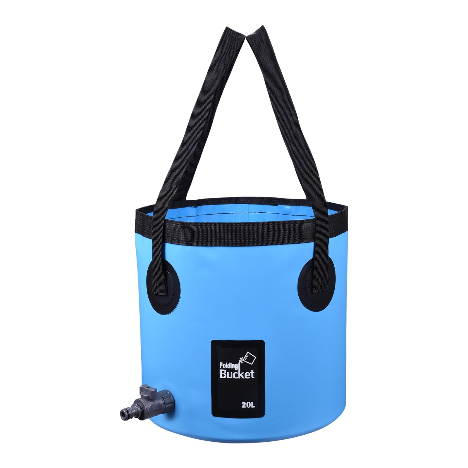 Geosiry Handy Folding Bucket 20L, Portable Collapsible Bucket with Drain for Plumbing, Cleaning, Camping, Hiking, Fishing (Blue, 20L)