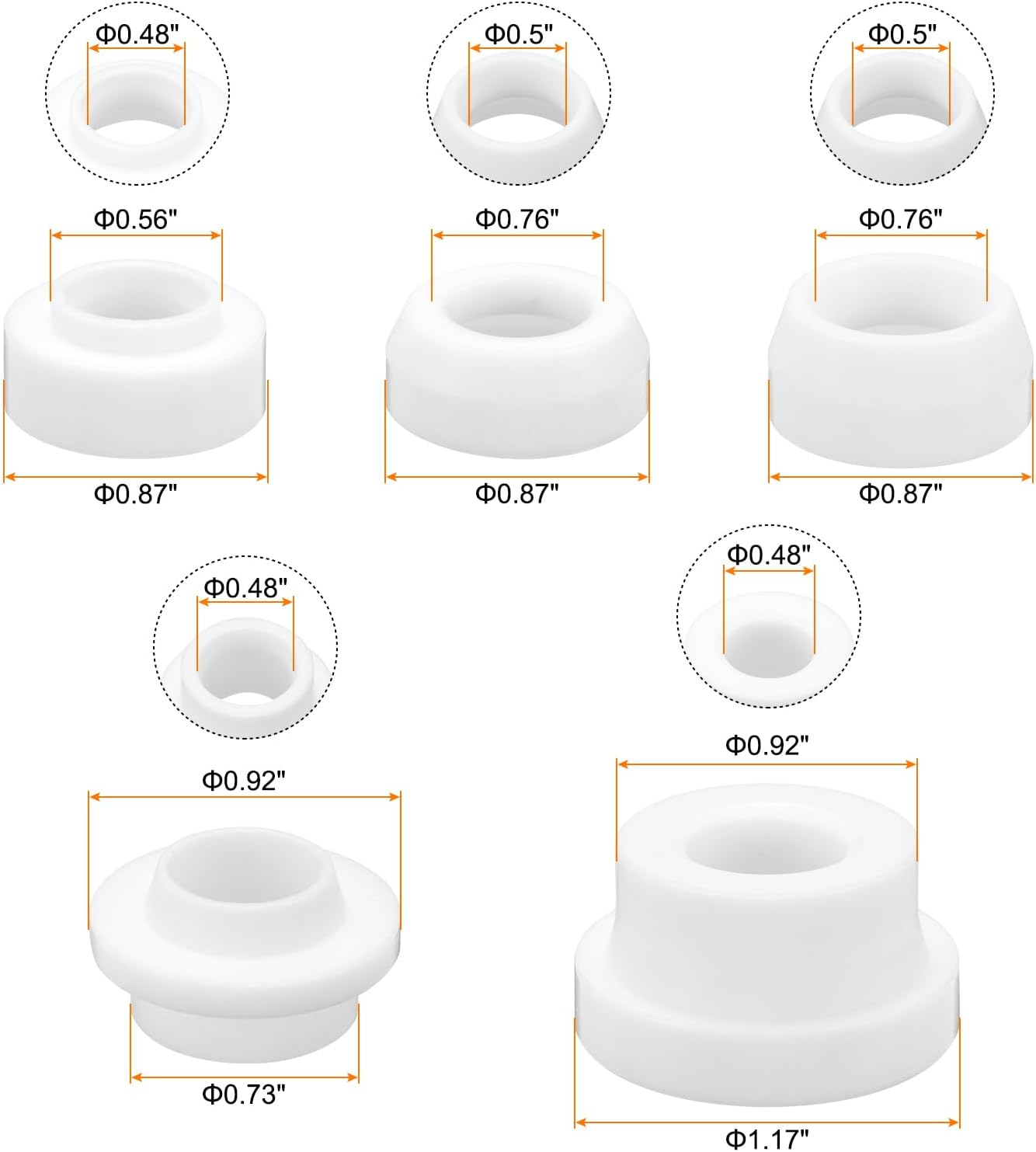 HARFINGTON 10pcs TIG Gas Lens Insulator Cup Gaskets High-Temperature Resistant PTFE TIG Welding Accessories Insulation Gasket for WP-17 18 26 Welding Torch