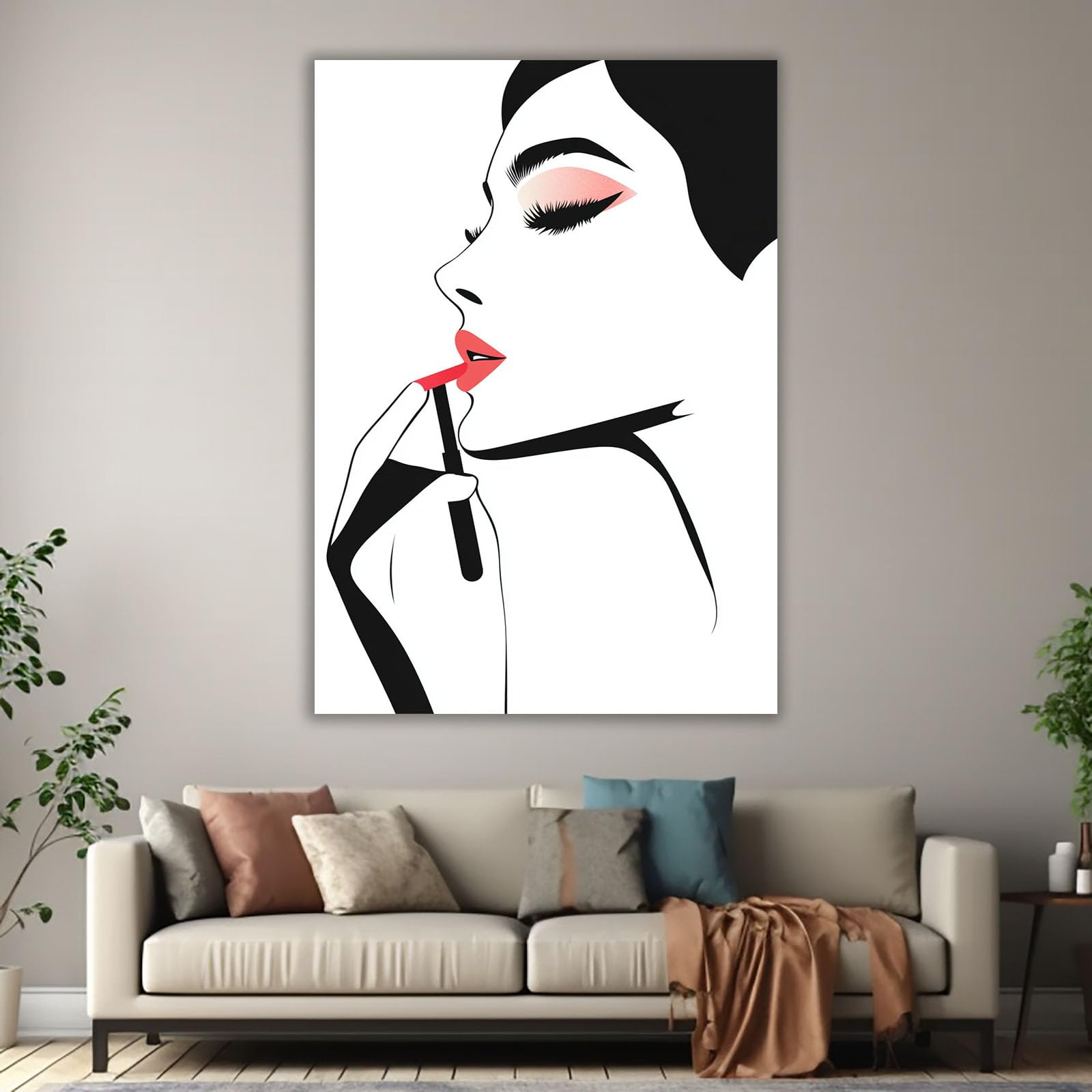 AMXBZC Mujer negra Arte de pared africano Pintura facial de chica abstracta Abstracta Pared Arte Imagen Cartel, Moderno Sala de Estar decoración Impresiones（Red 9-80x120cm Enmarcado