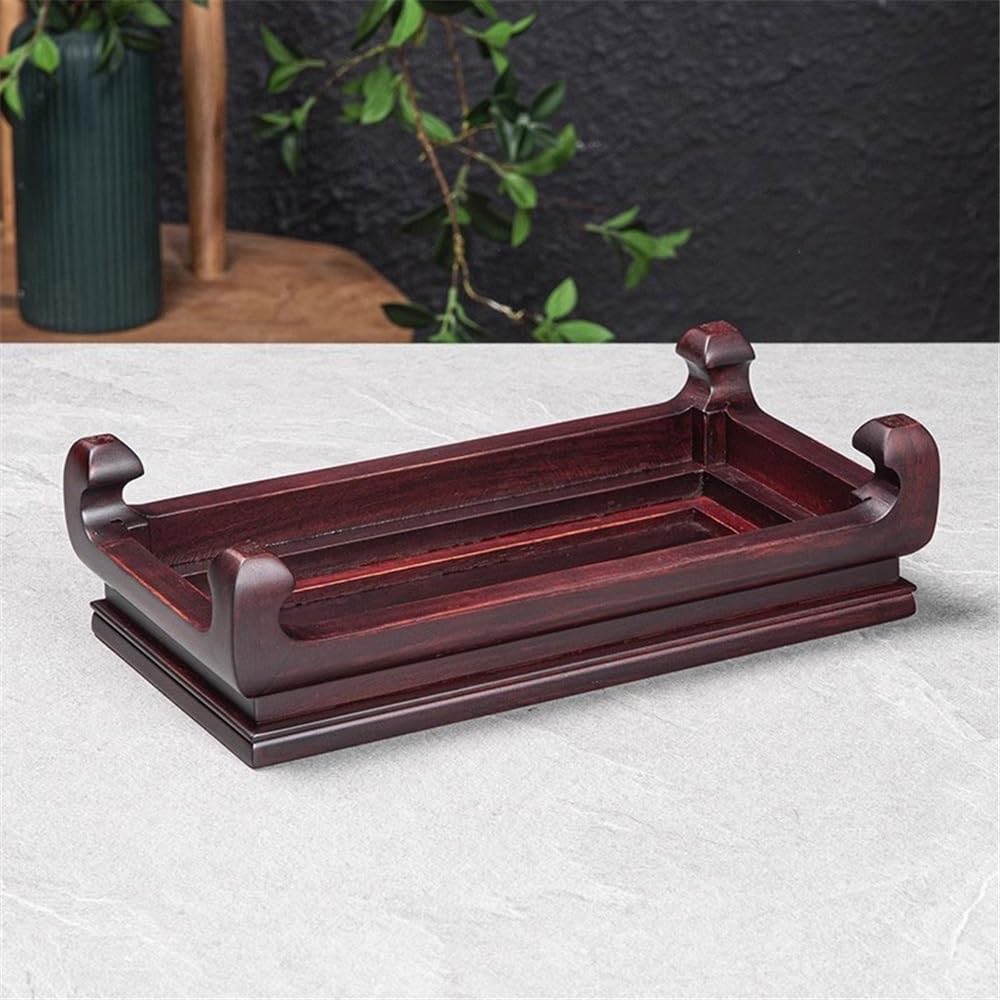JUNCHENG1008 盆栽ディスプレイテーブルマホガニー彫刻工芸装飾品、長方形花瓶盆栽ストンベースブラケットポットスタンド(小)