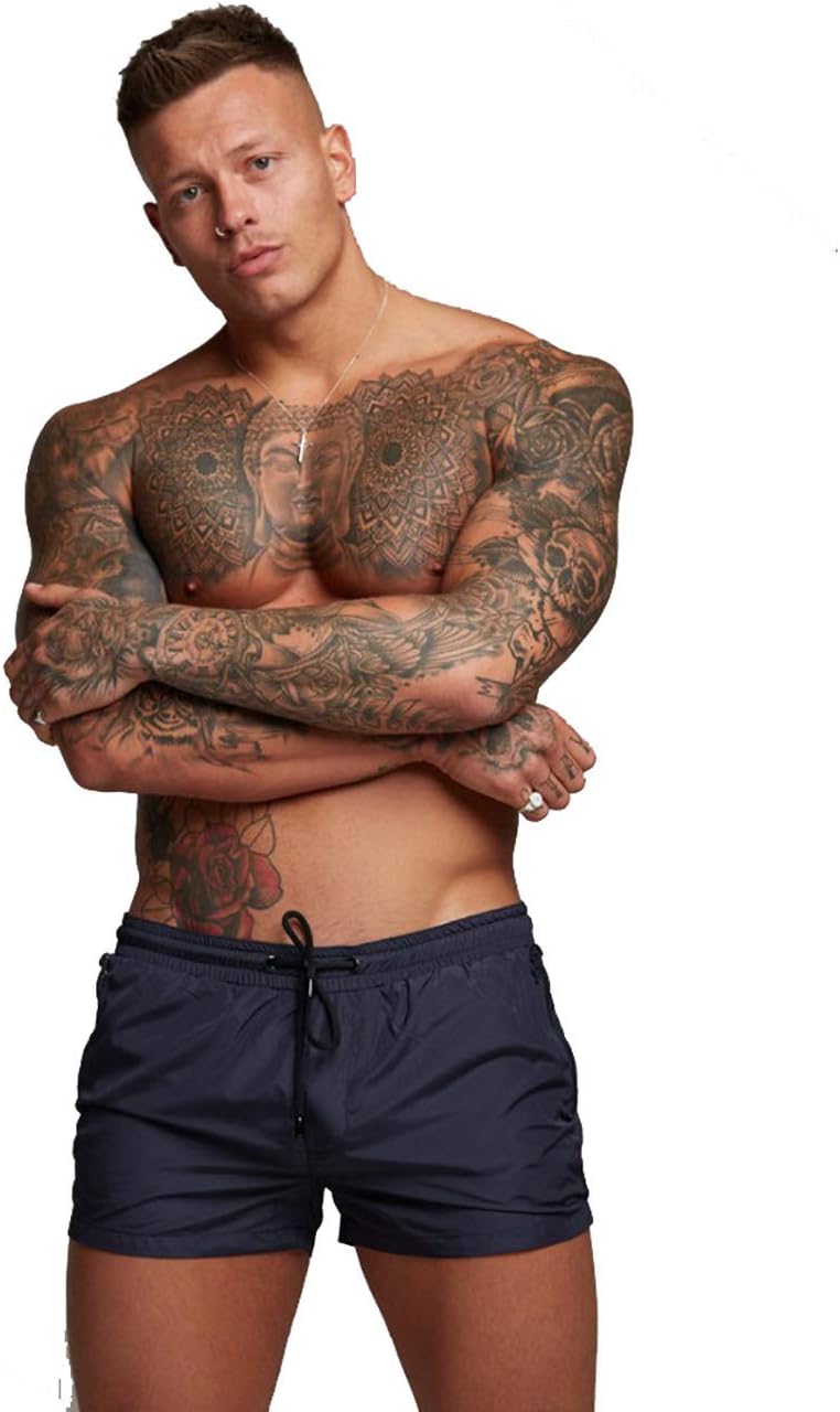 TONLEN Mens Swimwear Sports Shorts Swim Trunks with Zipper Pockets