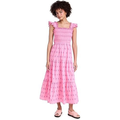 MOON RIVER Women's Smocked Tiered Midi Dress