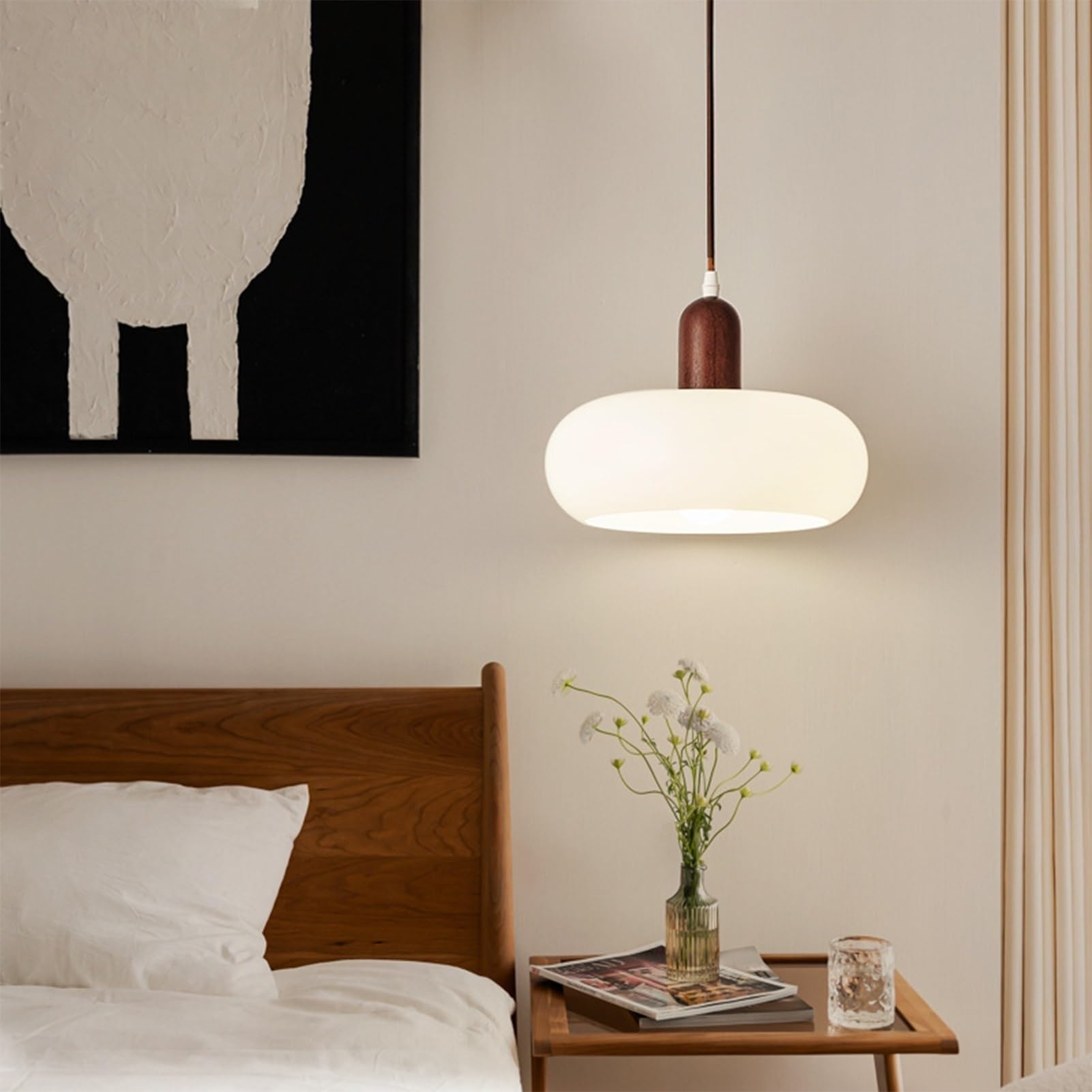 Innen wiederaufladbar Hängelampe mit batterie,Modern Ohne Stromanschluss Hängelampen mit Fernbedienung,Nachttisch-Hängelampe mit RGB-Dimmfunktion,Glaspendelleuchte mit wiederaufladbarer Lichtquelle.(B