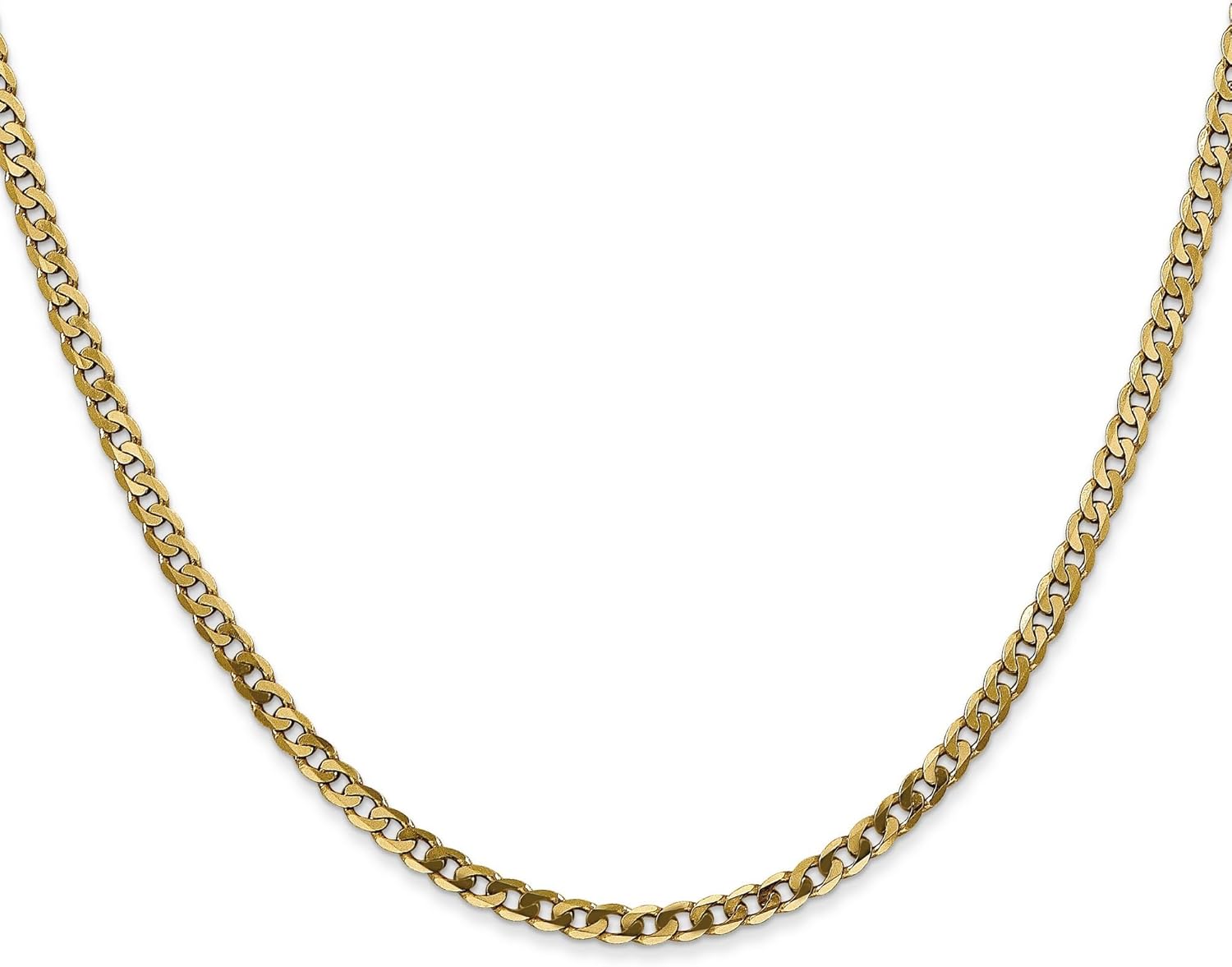 14k Yellow Gold Flat Beveled Curb Chain Necklace Bracelet or Anklet