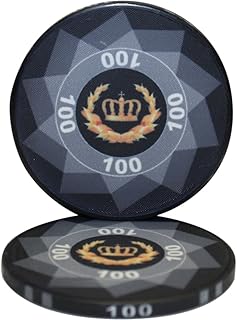 Laurel Crown Ceramic Poker Chips by MRC- Pack of 50 (Black $100)