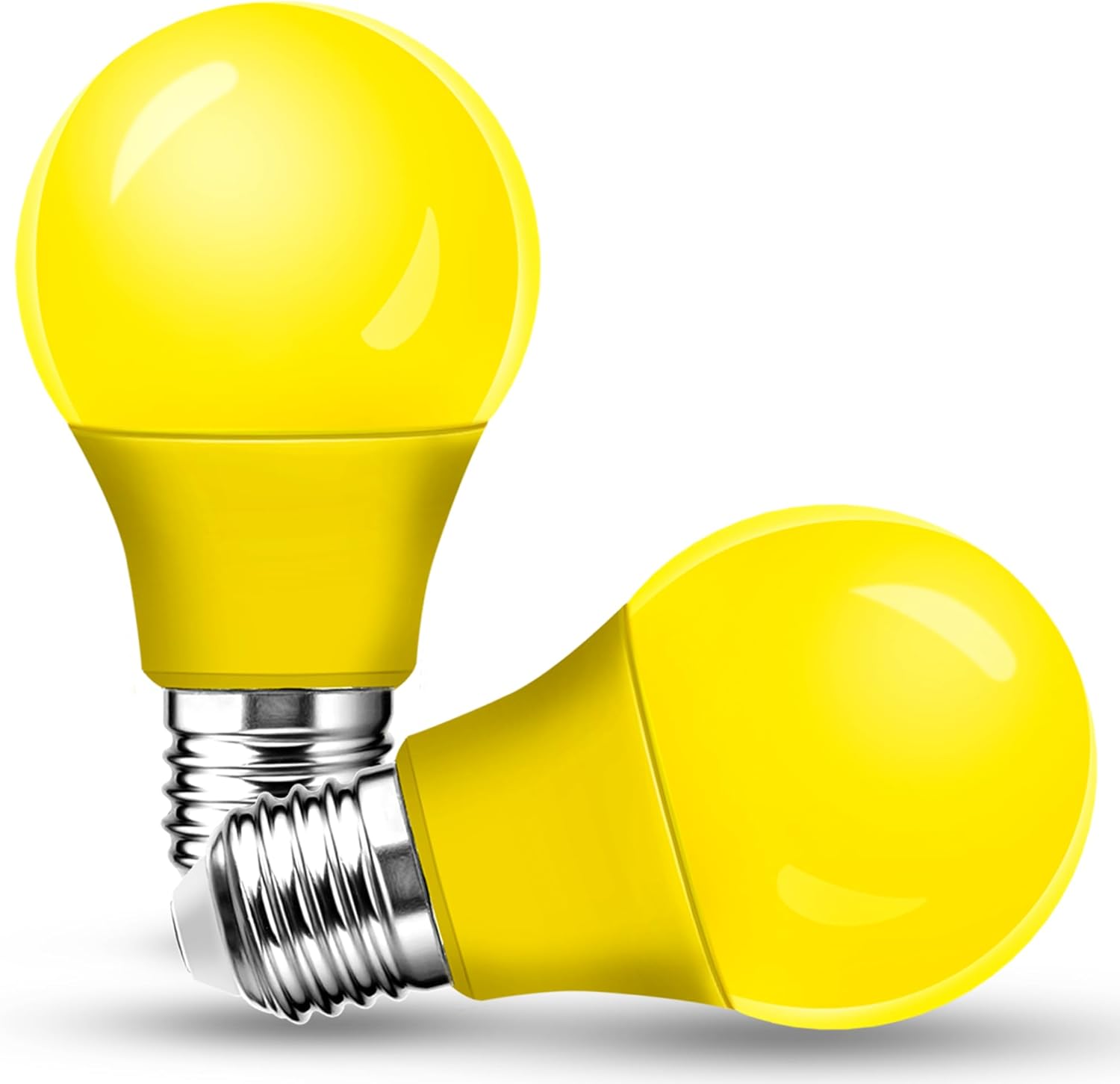 2 Pack A15 LED Yellow Bug Light Bulbs for Outdoor, 40Watt Equivalent E26 Base, 5W Amber Yellow Lighting for Indoor&Outdoor, Party&Holiday Decoration, Christmas, Bedroom, Nightlight, Non-Dimmable
