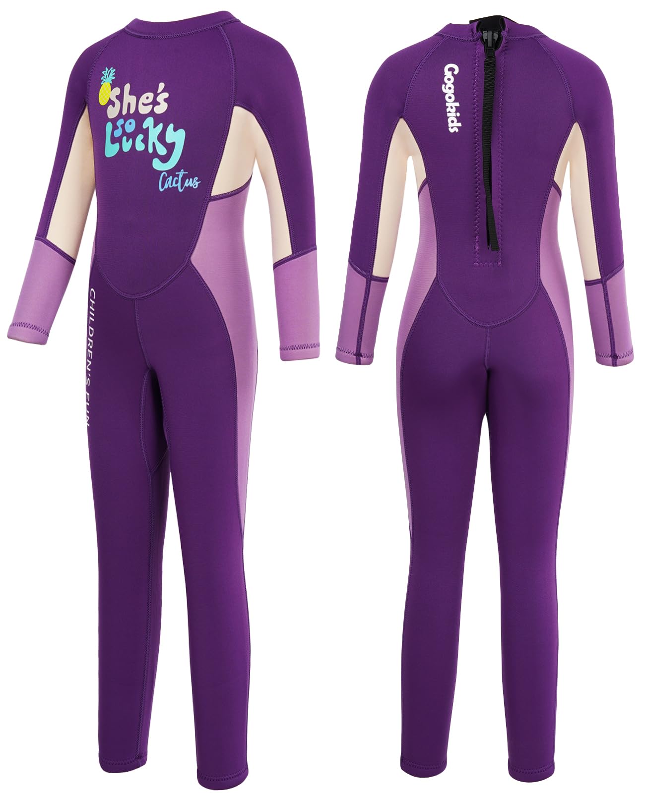 Gogokids Wetsuit Kids, Children 2.5mm Neoprene Thermal Swimsuit with UV 50+ Protection, Full Length One Piece for Ages 2-10 Boys & Girls Swimming, Surfing, Diving, Snorkeling