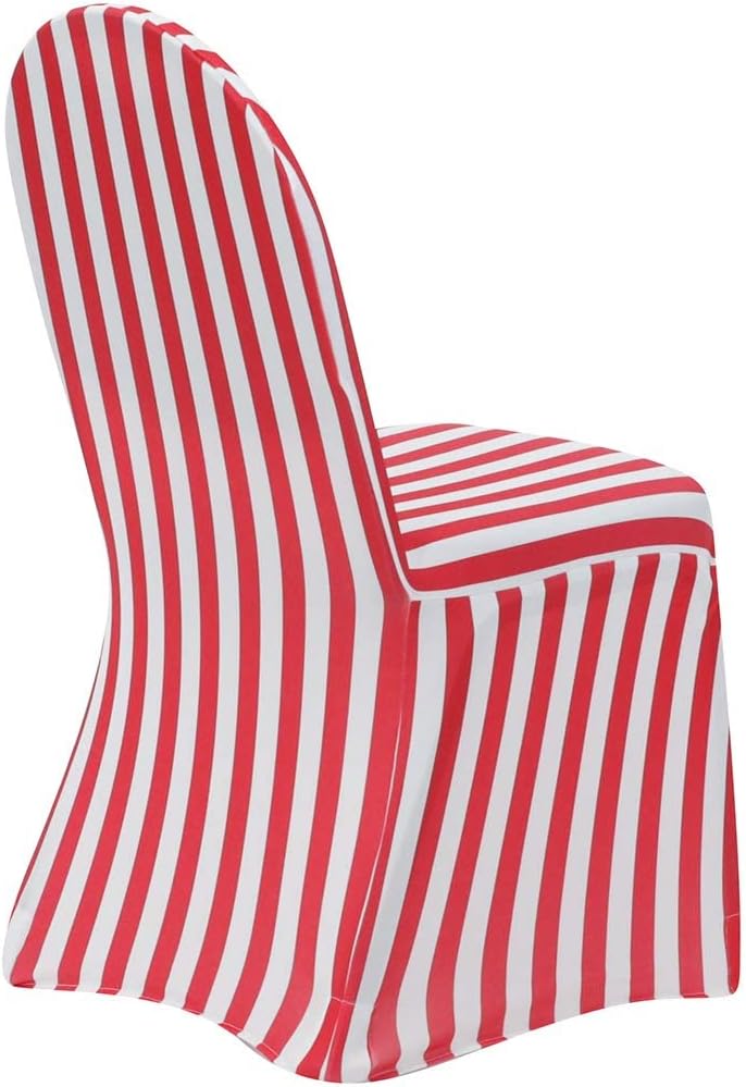 YOUR CHAIR COVERS - 50 Pack Striped Red and White Stretch Spandex Chair Cover - Wedding Slip Covers, Premium Quality Cover