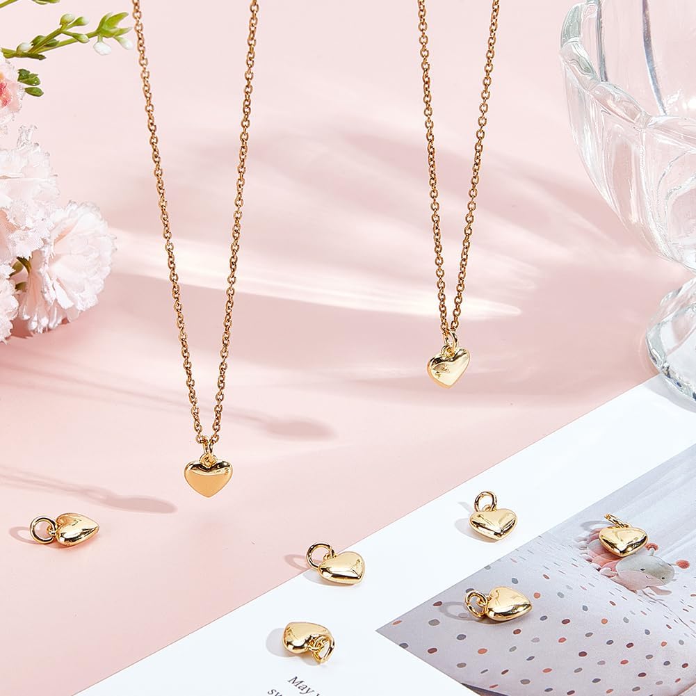 Heart Charms Love Pendant with Jump Ring Golden Sliver Metal Dangle Charm for Jewelry Bracelet Necklace Bag Keychain Earring Making Accessories Supplies Valentine Gift - Image 4