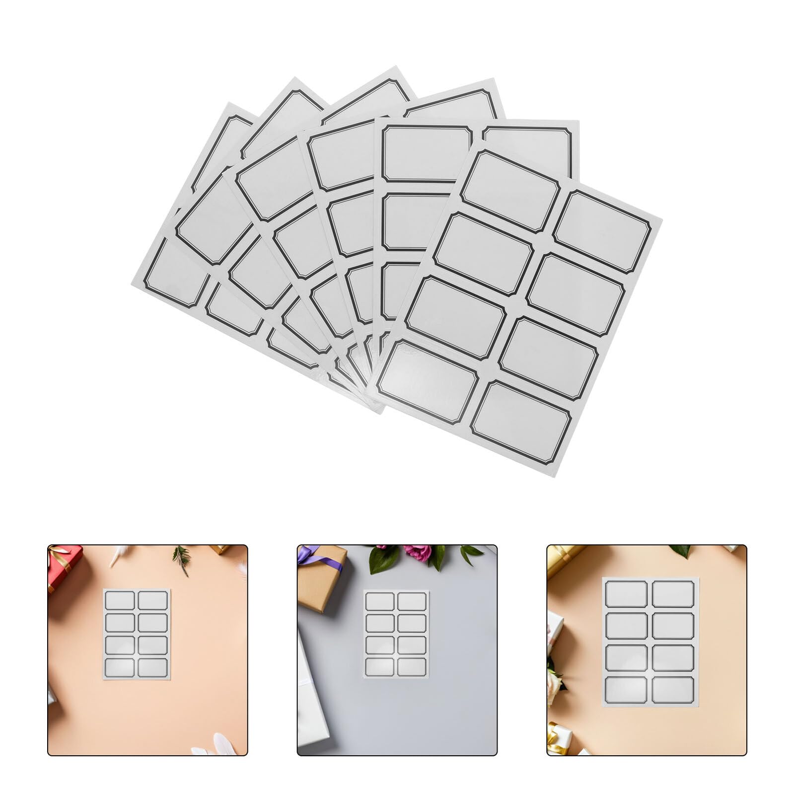 Etichette Adesive Pvc Trasparenti Riscrivibili, 40 Fogli | Bordo Nero, Adesive e Rimovibili, per Confezionamento e Ordine, Uso Ripetuto Superficie Scrivibile