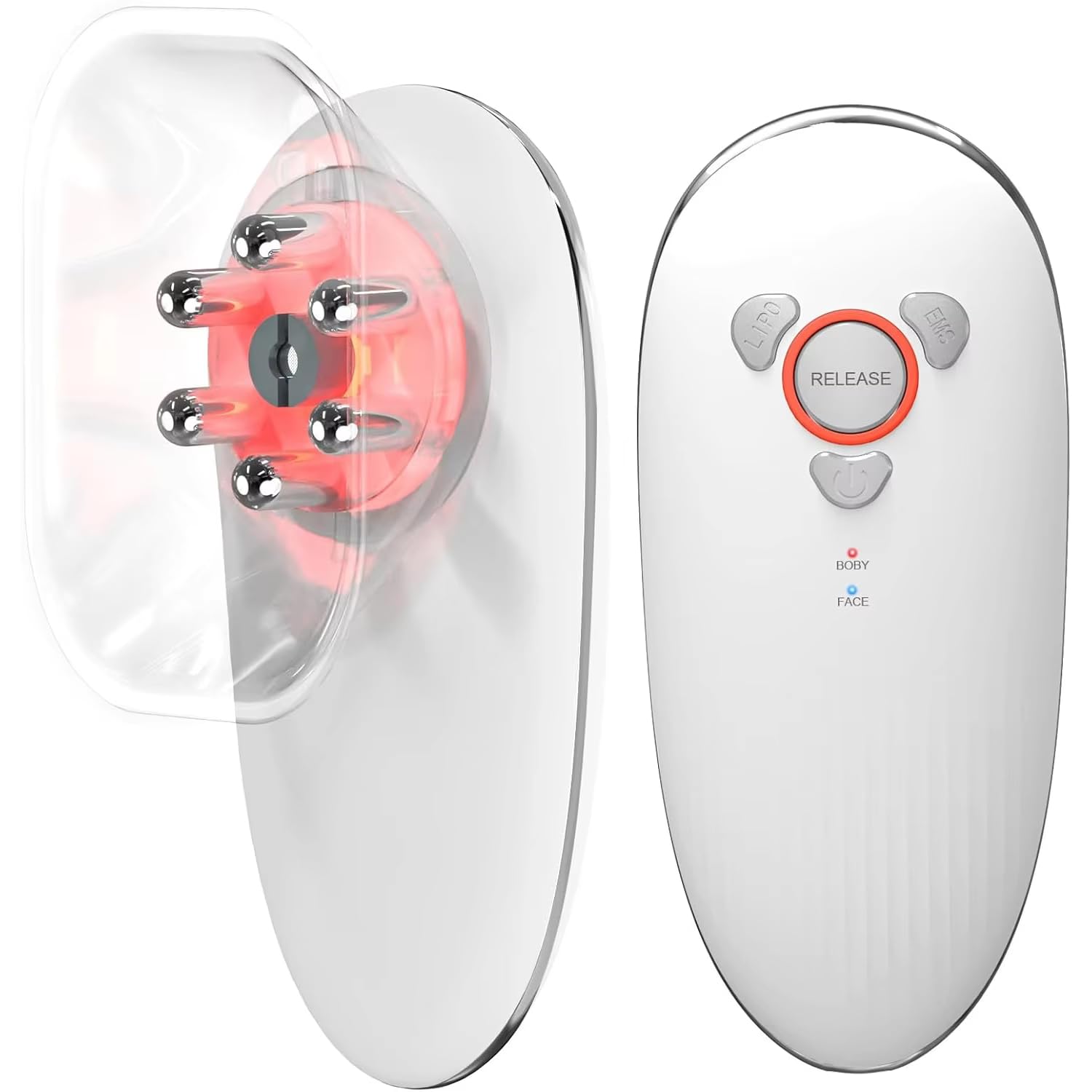 Massaggiatore Infrarossi EMS Viso Lifting Antirughe, Massaggiatore Anticellulite Infrarossi e Coppettazione, Dispositivo Rassodante Tonificante per Corpo Viso a Led Ems Vuoto (bianco)