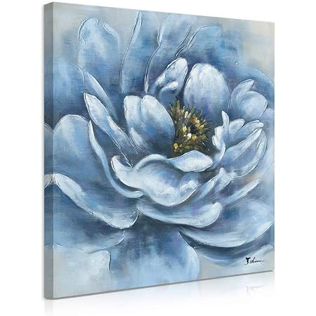 Amazon.com: Abstract Bouquet Canvas Wall Art: Blue Flowers in Vase ...