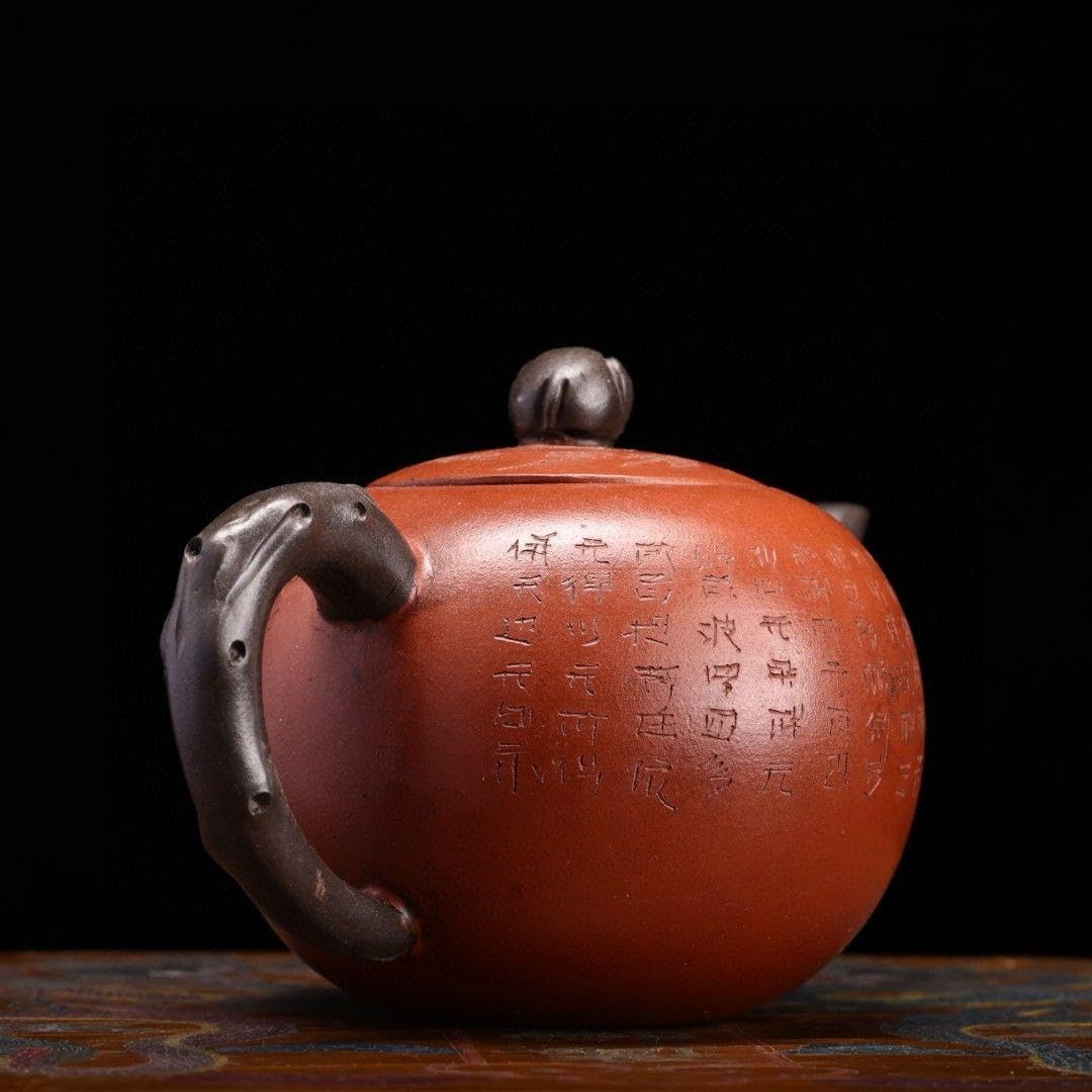 煎茶道具 中国宜興 匏尊壺 紫砂壺 在銘 老泥使用 朱泥